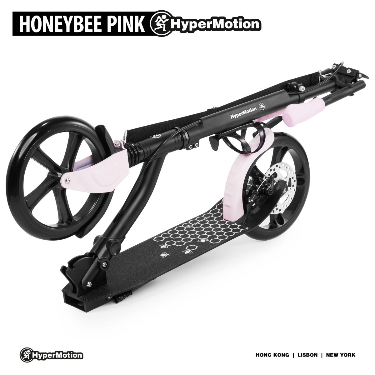 Hulajnoga miejska dwukołowa HONEYBEE Pink HyperMotion 100kg - full aluminium, duże koła 250mm