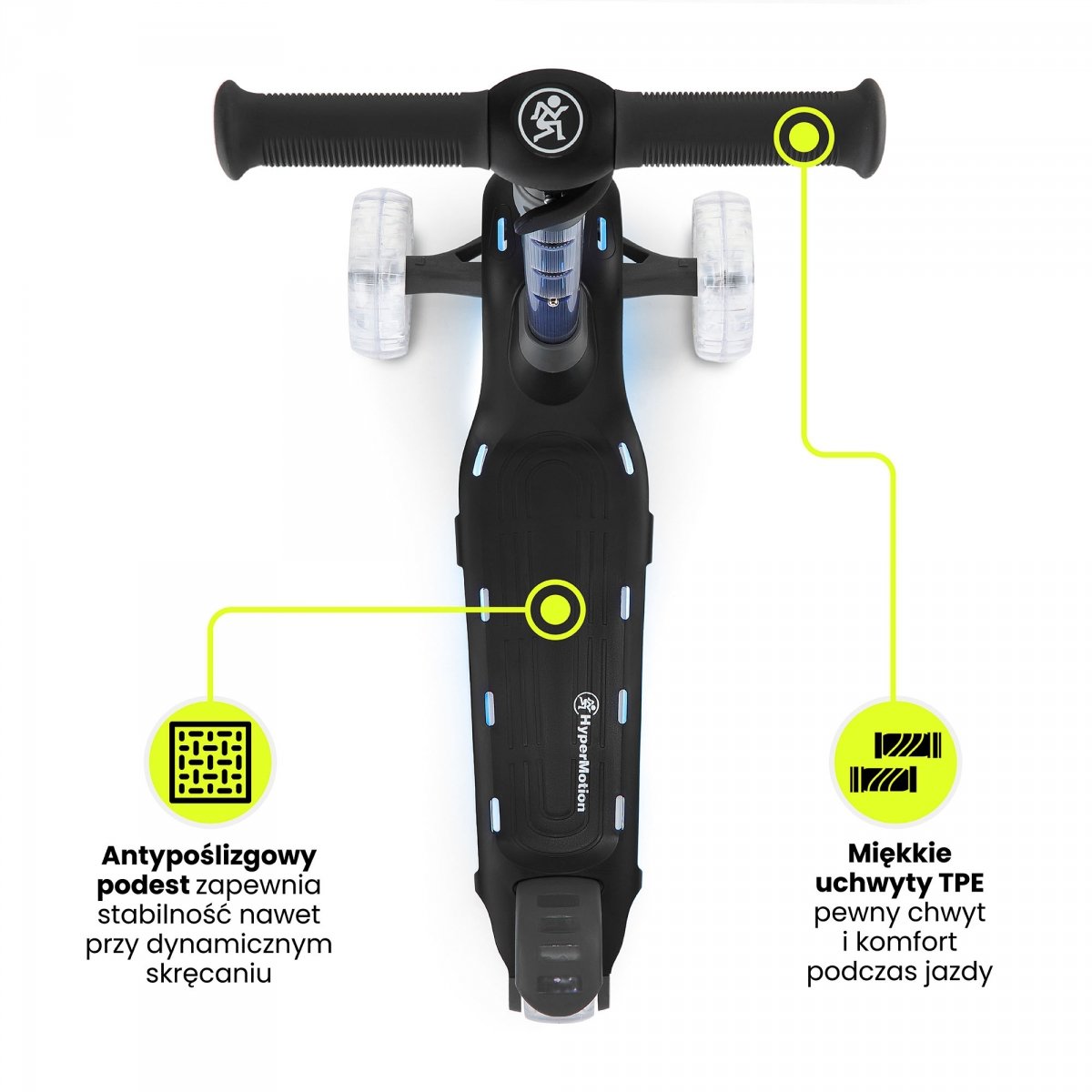 Hulajnoga balansowa HyperMotion BECKY - oświetlenie RGB LED, kolor czarny