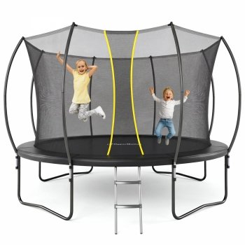 Trampolina ogrodowa XXL dla dzieci HyperMotion - 366 cm 12FT 2 - z drabinką i siatką wewnętrzną - do ogrodu 