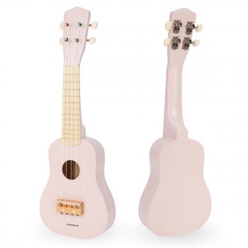 Drewniana gitara dla dzieci - ukulele - kolor różowy