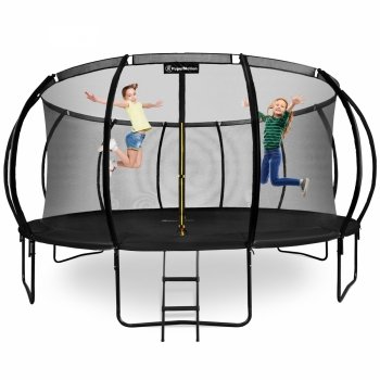 Trampolina ogrodowa XXXXL dla dzieci HyperMotion - 487 cm 16FT - z drabinką i siatką wewnętrzną - do domu i ogrodu - 150kg max