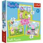 Puzzle Świnka Peppa 3w1 Wesoły dzień Trefl 34849