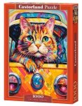Puzzle 1000 Cat Bus Travel Castorland Kolorowy kot
