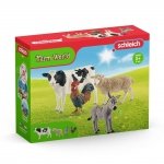 SCHLEICH 42385 Życie na farmie Zwierzęta Krowa Owca Osioł Kogut