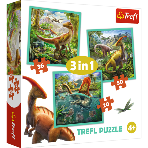 Puzzle dinozaury 3w1 Niezwykły świat dinozaurów Trefl 34837