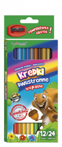 Kredki Dwustronne Trójkątne Bambino 12/24 kolory Szkolne ołówkowe
