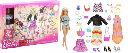 BARBIE KALENDARZ Adwentowy z Lalką Niespodzianki Mattel 