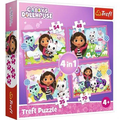 Puzzle 4w1 Przygody Gabi Koci Domek Gabby Trefl 