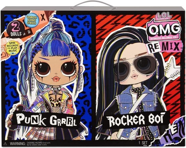 LOL Surprise OMG Remix 2 Lalki Punk Grrrl Rocker Boi Zestaw Gramofon MGA