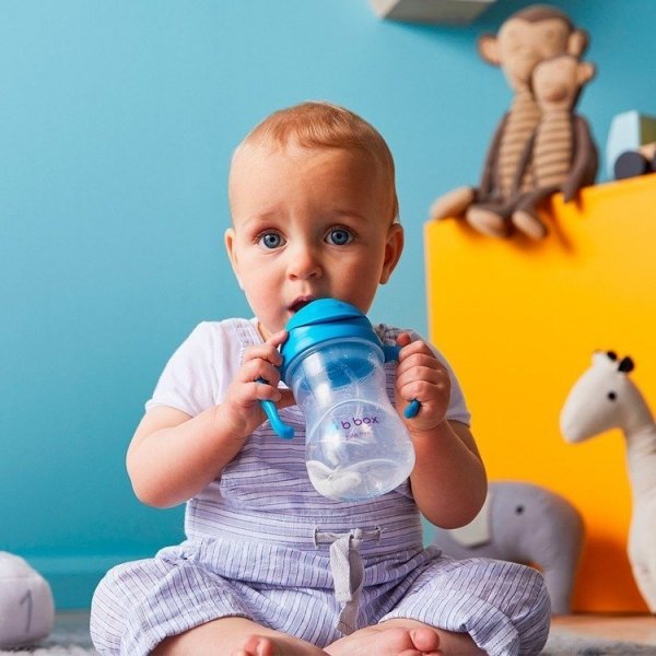 B.BOX Nowy innowacyjny Bidon ze słomką 240ml Kobaltowy BB00508