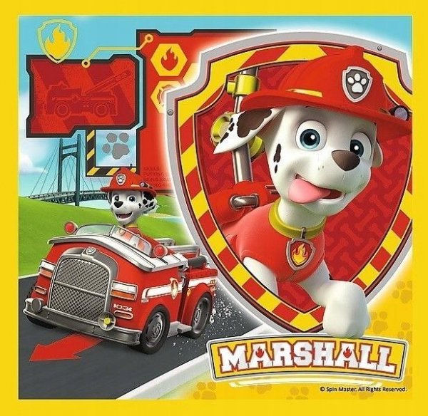 Puzzle 3w1 Psi Patrol Marshall Rubble Chase TREFL 34839 106 EL 3 Układanki