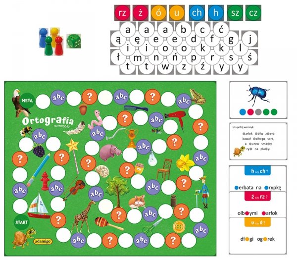 Ortografia na wesoło Gra planszowa z ortograficznymi rebusami