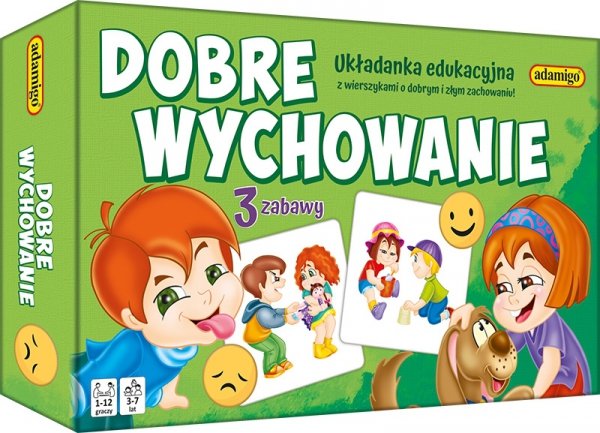  Dobre wychowanie Układanka edukacyjna 3 zabawy dla dzieci Adamigo