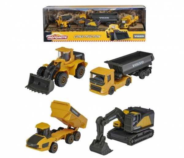 Pojazdy budowlane 4szt. Volvo Majorette Zestaw Prezentowy 