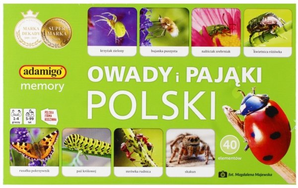  Memory Owady i pająki Polski Gra pamięciowa Adamigo Robaczki