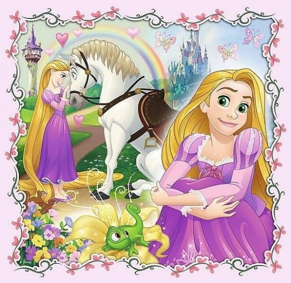 Ksieżniczki Disney Puzzle 3w1 Roszpunka Arielka i Aurora Trefl 34842