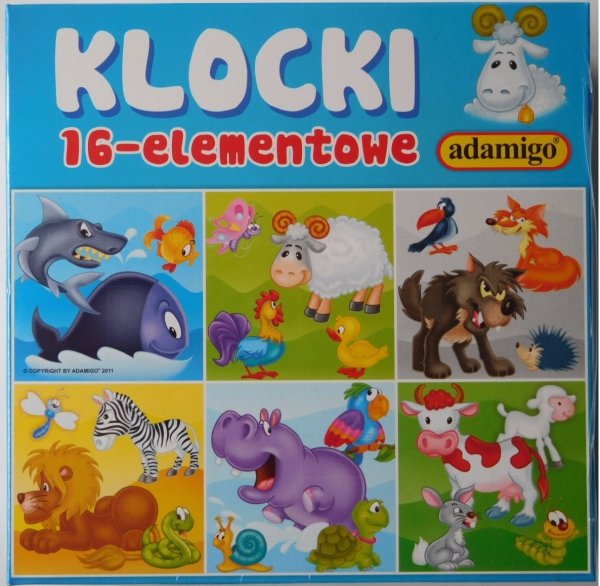 Klocki 16 elementowe Zwierzęta Adamigo