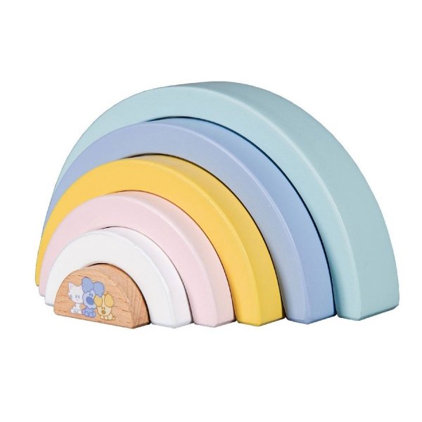 Drewniana Tęcza Pastelowa Układanka 6el 18m+