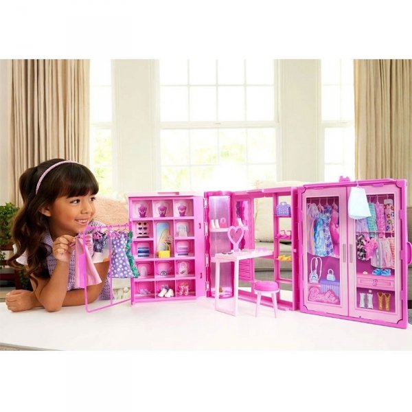 Barbie Szafa marzeń 90cm Ubrania Akcesoria Mattel HXD59