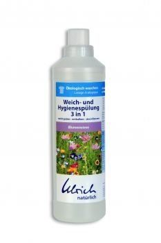 Ulrich Natürlich płyn do płukania tkanin 3w1 o działaniu zmiękczającym, odkamieniającym wodę i antybakteryjnym kwiatowy 1 l