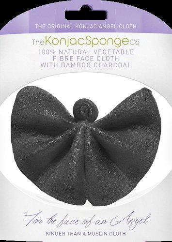 Konjac Sponge Company Angel's Cloth chusteczka z Gąbki Konjac z czarnym węglem bambusowym do oczyszczania i demakijażu twarzy