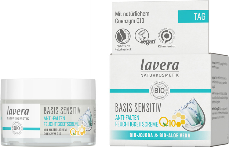 Lavera BASIS SENSITIV Przeciwzmarszczkowy krem nawilżający z koenzymem Q10, bio-jojobą i bio-aloesem