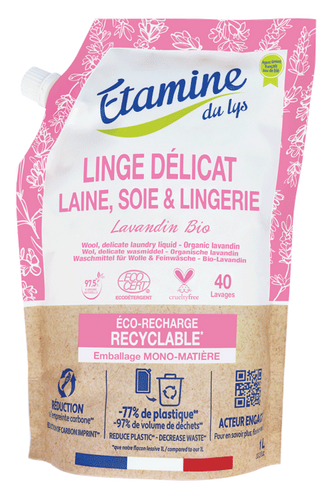 EDL Etamine Du Lys płyn do prania delikatnych tkanin i wełny organiczna lawenda woreczek 1l