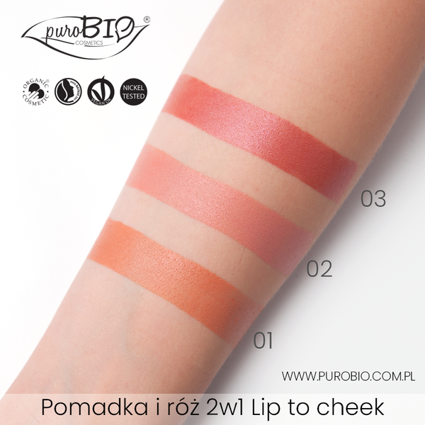 puroBio Pomadka i róż do policzków w kremie 2w1 Lip to Cheek LITCHI 03