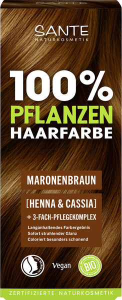 Sante Naturkosmetik Roślinna farba do włosów w proszku MARONENBRAUN / kasztanowy brąz