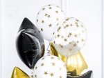 Balony 30cm  przeźroczyste w złote gwiazdki