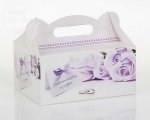 Pudełko na ciasto weselne w fioletowe róże CS03