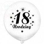 Balony białe z czarnym nadrukiem 18 Urodziny