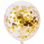 Balony przeźroczyste ze złotym konfetti 1 szt
