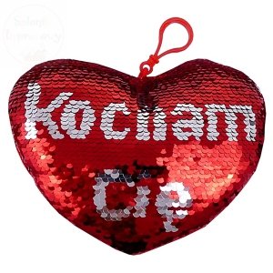 Poduszka serce cekinowe czerwone  Kocham Cię