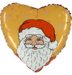 Balon 18 cali serce kremowe z Mikołajem