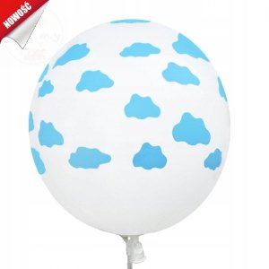 Balony lateksowe białe w błękitne chmurki