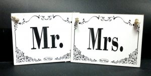 Tabliczki Drewniane  Mrs. / Mr.
