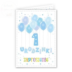 Zaproszenie na 1 urodziny Balonki błękitne 1szt