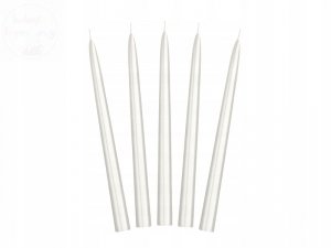 Świeca stożkowa metalizowana perłowa 24 cm