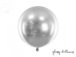 Balon okrągły Glossy srebrny - 60 cm