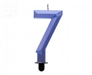 Świeczka cyferka 7 - diament ciemnoniebieski 7,6cm