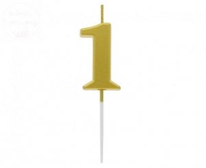 Świeczka piker złota metaliczna 1 - 9,5cm