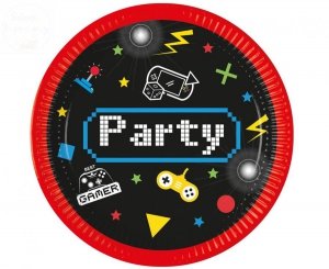 Talerzyki urodzoinowe Gaming Party 23 cm 8szt