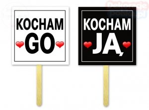 Tabliczki do fotobudek KOCHAM JĄ / KOCHAM GO