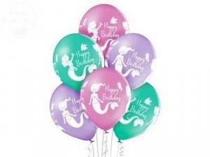 Balony 12 cali SYRENKA Happy Birthday mix kolor