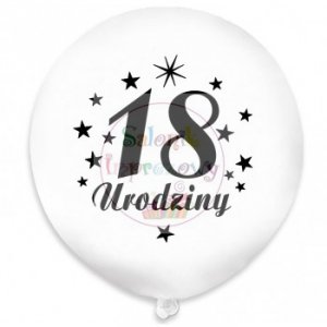 Balony białe z czarnym nadrukiem 18 Urodziny