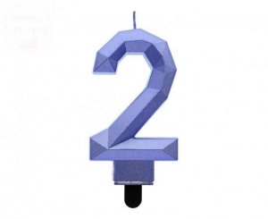 Świeczka cyferka 2 - diament ciemnoniebieski 7,6cm