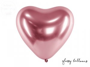 Balony chrom różowe złoto serca 30 cm