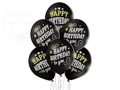 Balony HAPPY BIRTHDAY czrane  urodziny 12 cali