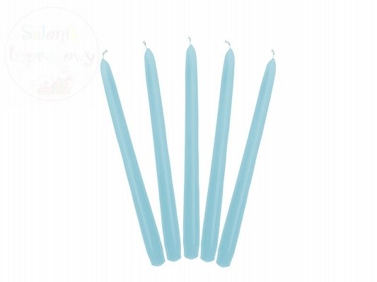 Świeca stożkowa błękitna 24 cm - 1 szt